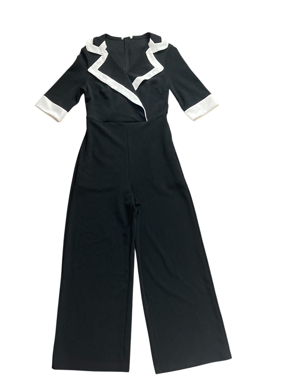 Retro Wide Leg Jumpsuit Women’s Medium Black and White